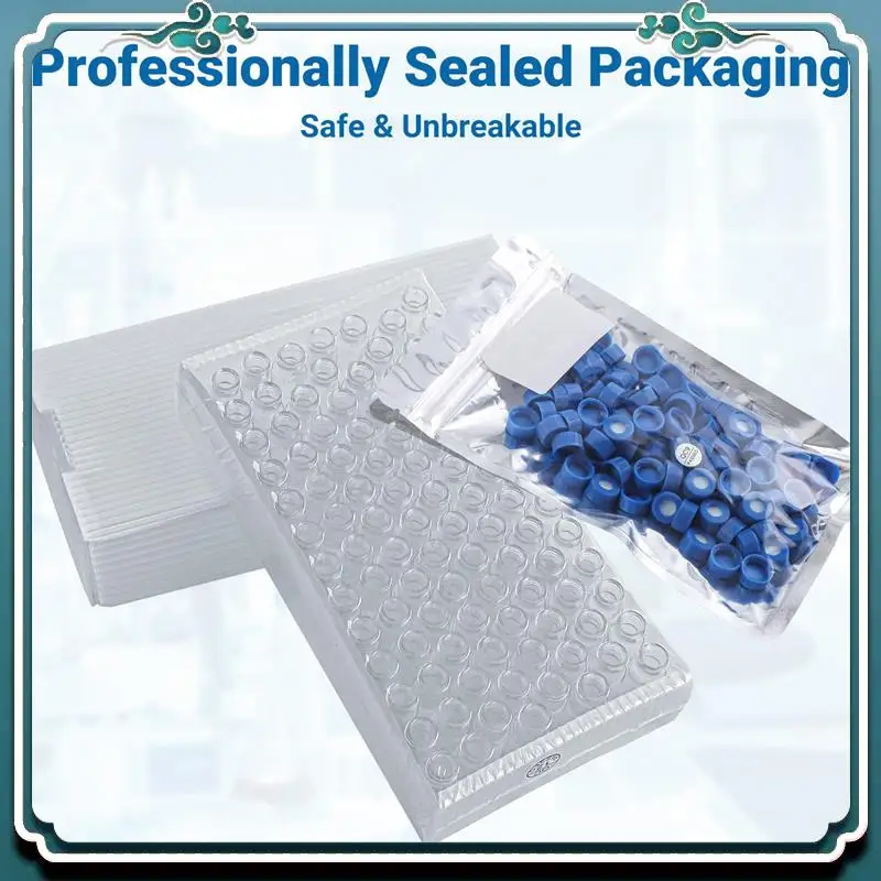 عبوة قوارير أوتوماتيكية 2 مل سهلة الاستخدام مكونة من 100 قوارير HPLC 9-425 مع أغطية لولبية زرقاء