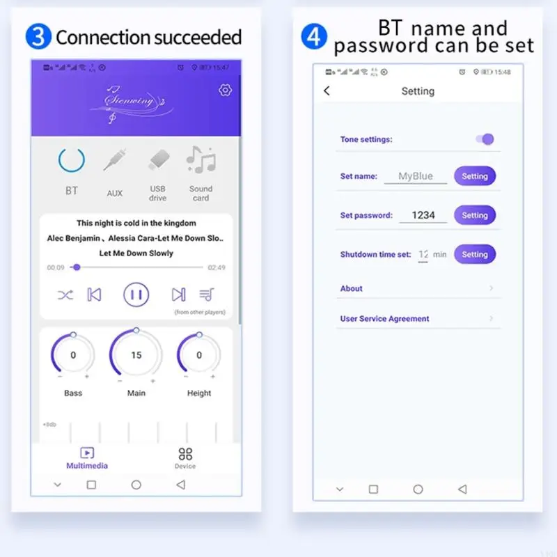 Y4QF YS-AP50L Mini tương thích 5.0 50W+50W Bộ khuếch đại công suất âm thanh