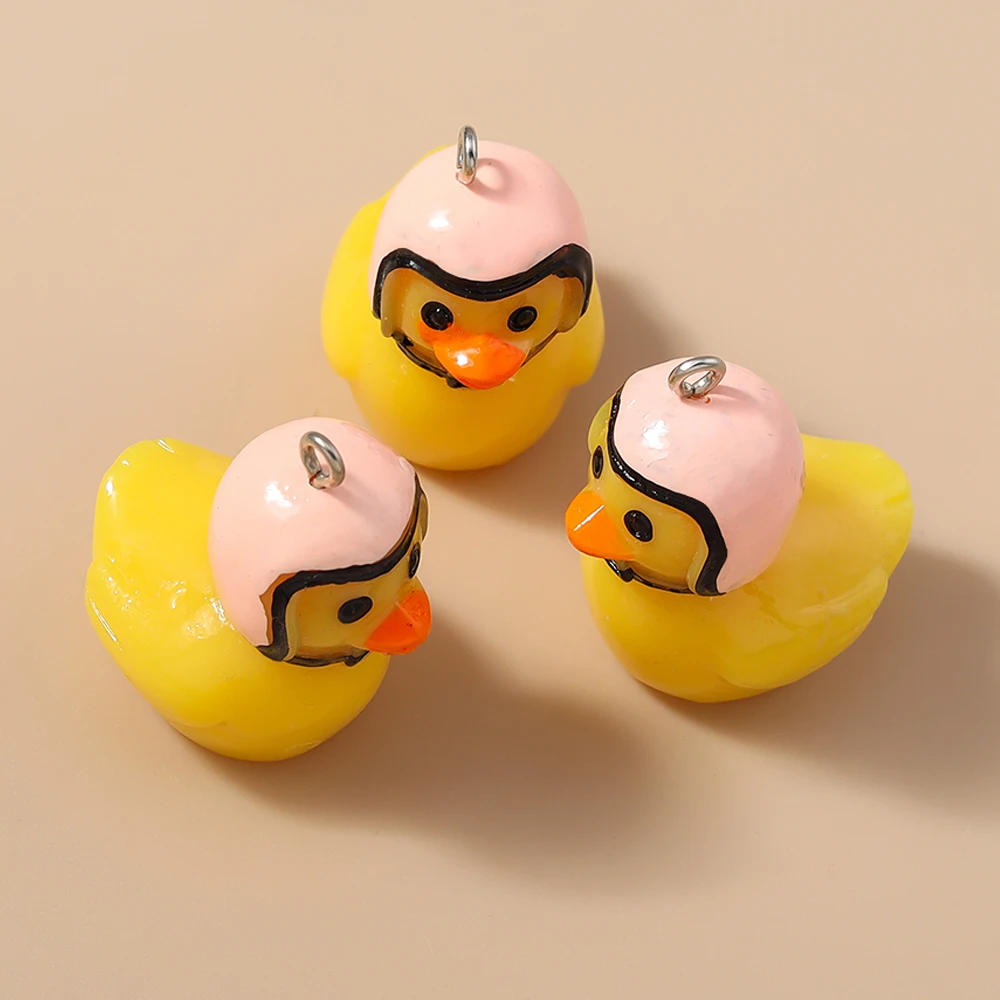Leslie 5 Stück niedliche 3D-Cartoon-Entenanhänger in Gelb für die Schmuckherstellung, handgefertigte Bastelarbeiten, Ohrringe, Halsketten, Accessoires für Damen – Detail 6
