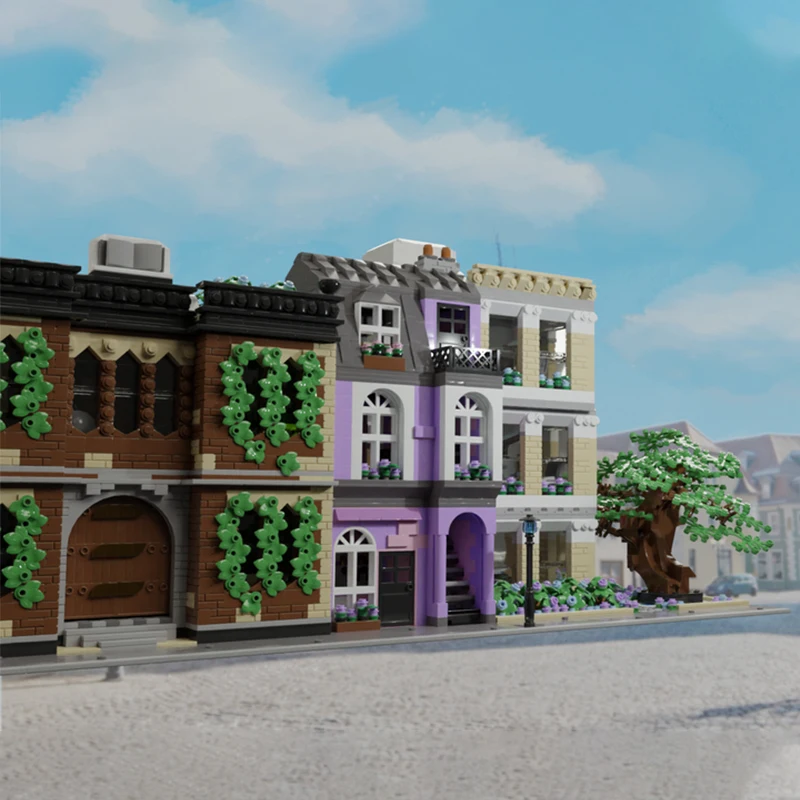 1324 elementy MOC Modułowy Sklep z Lodami Śliwka i Jagoda Modułowe Edukacyjne Budowle do Składania Klocki Prezent na Boże Narodzenie