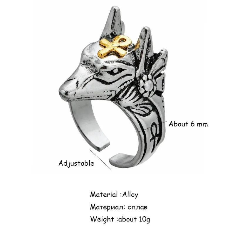 Simple Anubis Beast Cross Men and Women Rings Cross Design Animal Finger Rings Adjustable Jewelry Punk Fashion Jewelry Wholesale