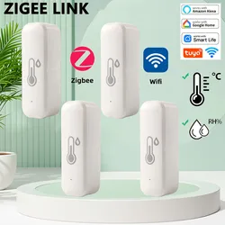 ZigBee 3.0 Smart Temperature And Humidity Sensor Tuya WiFi Indoor Hygrometer APP Monitor Real-time Updates APP Amart Home Alexa