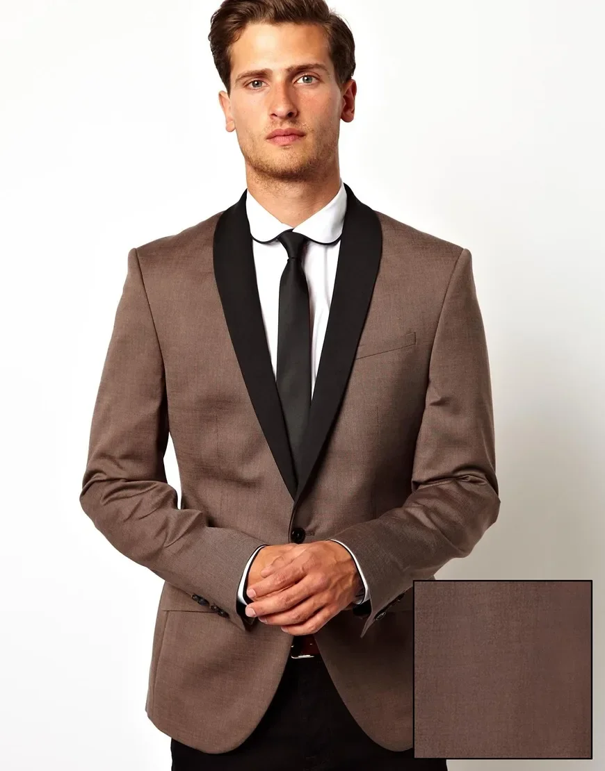 Traje Formal de boda para hombre, chaqueta ajustada, esmoquin personalizado de 2 piezas, con diseño de pantalón y abrigo, color marrón, lo último en 2024