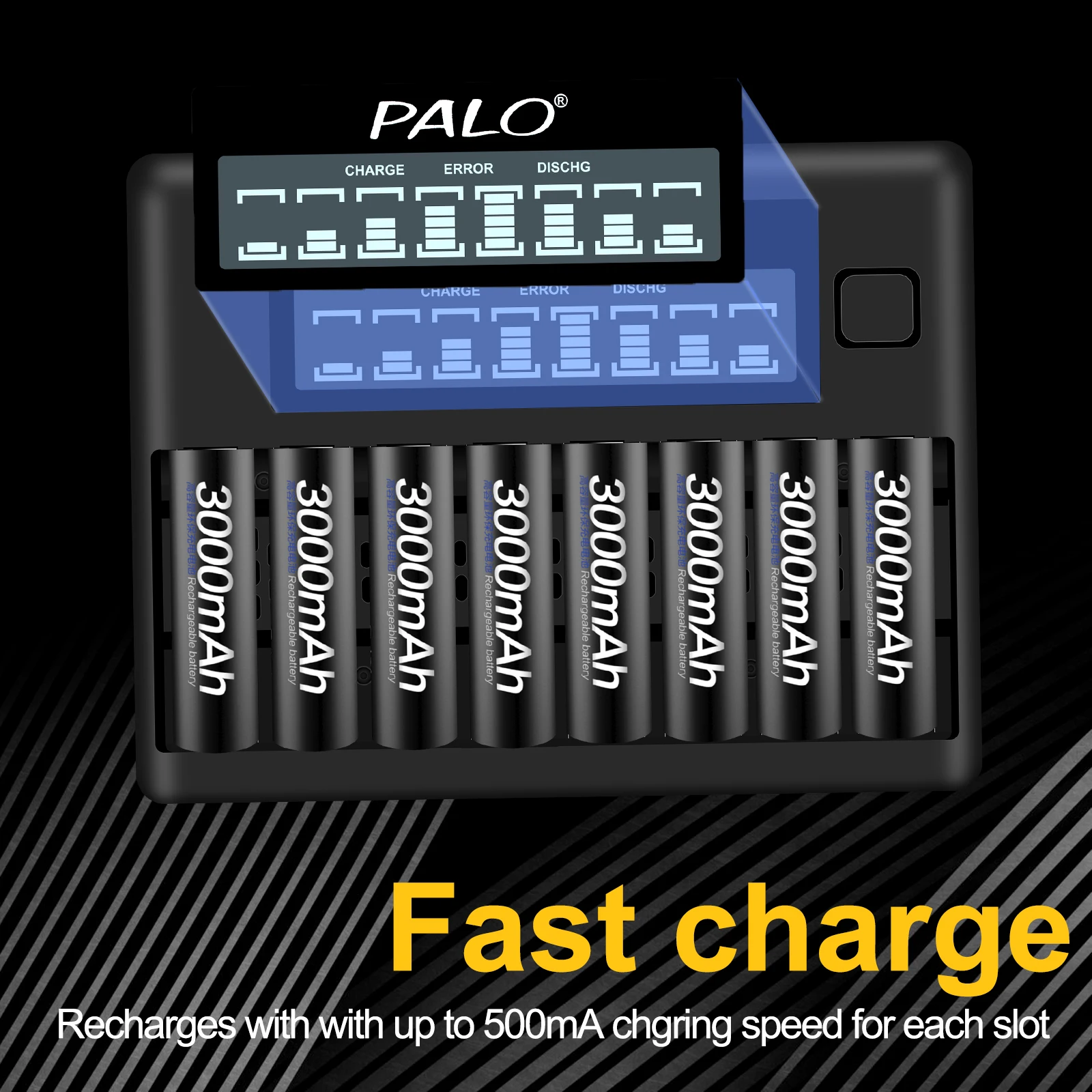 Fast Smart AA AAA Charger 8-Slot LCD Display Intelligent AA AAA Battery Charger for 1.2V AA AAA Ni-MH NiCd Rechargeable Battery