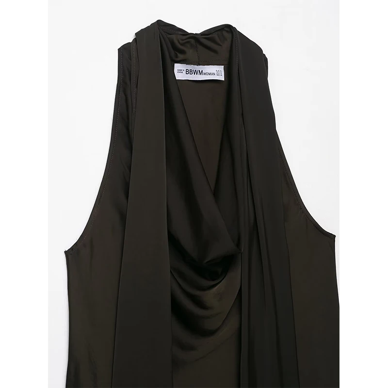 2025 Summer New Top Women's Tassel Decoration Satin Halter Tops for Women Backless Sexy Night Party Short Tops