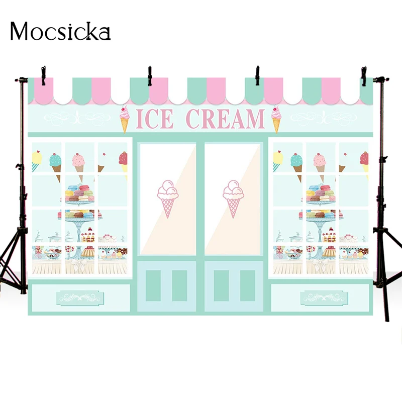 Mocsicka фон для фотосъемки в магазине мороженого Десерт пончик украшение на день рождения детский портрет фото баннер