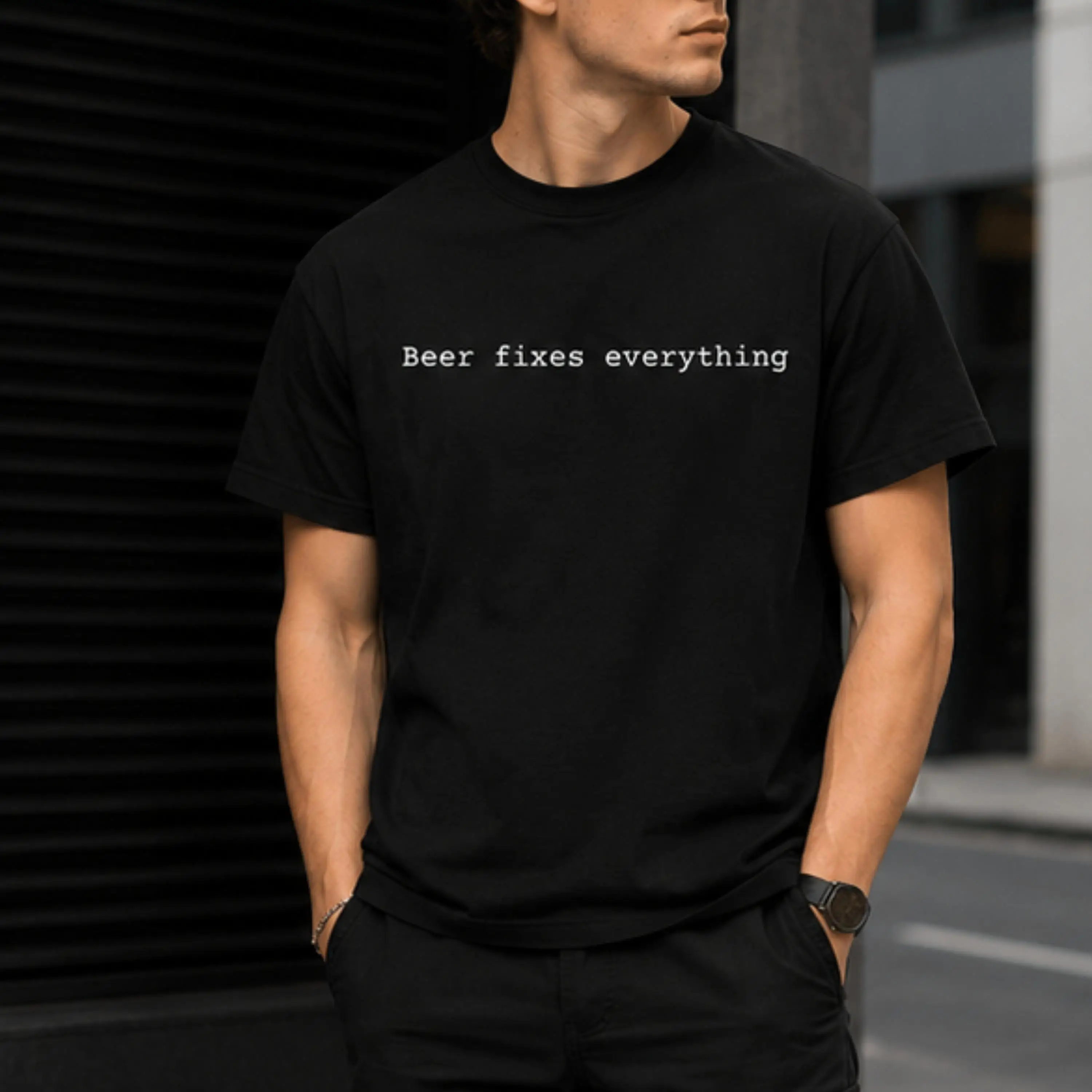 Beer Fixes Everything T-Shirt Summer Men's Tracksuit Short Sleeve Pullover Top Breathable Sportswear Harajuku Fashion Streetwear