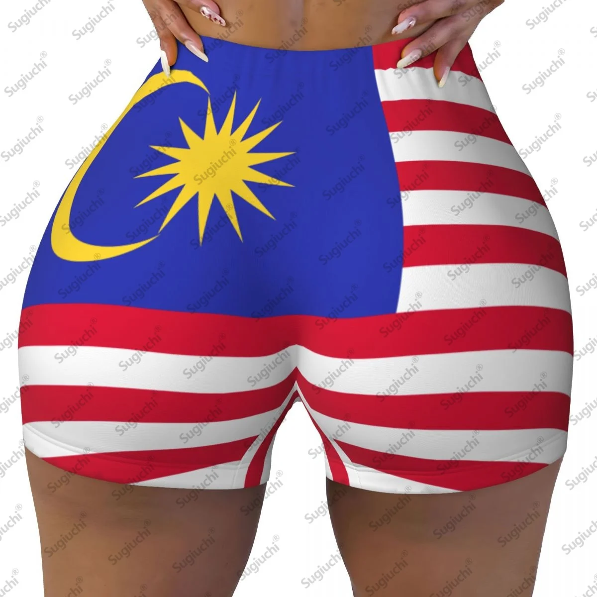 

2026 шорты для йоги с флагом Малайзии для женщин, шорты для тренировок, подтяжки ягодиц, с высокой талией, шорты для бега в тренажерном зале