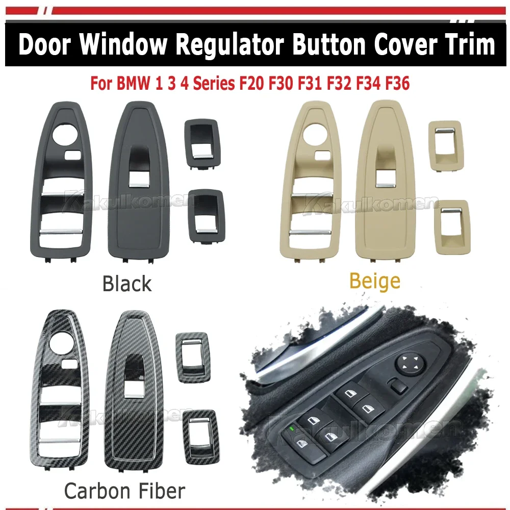 

New Interior Door Carbon Fiber Window Regulator Switch Panel Trim Cover Replacement For BMW 1 3 4 Series F20 F30 F31 F34 F35 F36