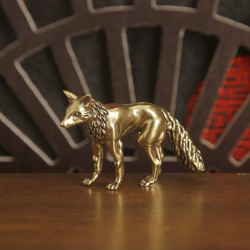 1/2Pcs Hot-selling new brass retro solid fox ornament Arctic fox animal desktop decoration copper ware