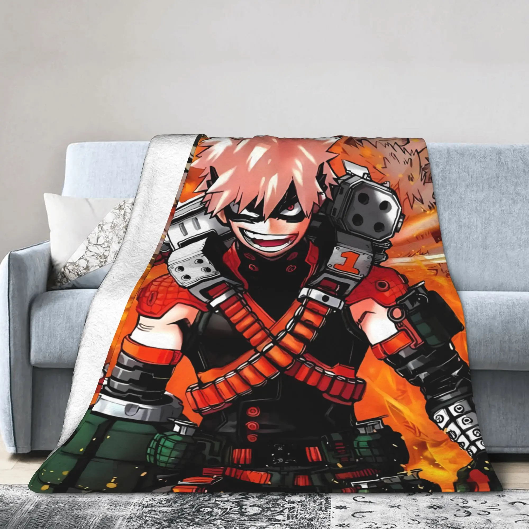 Bakugo Katsuki Explosion Anime Plush Blanket Girls Boys My Hero Academia Flannel Throw Blanket For Couch Bed Warm Bedspread Gift