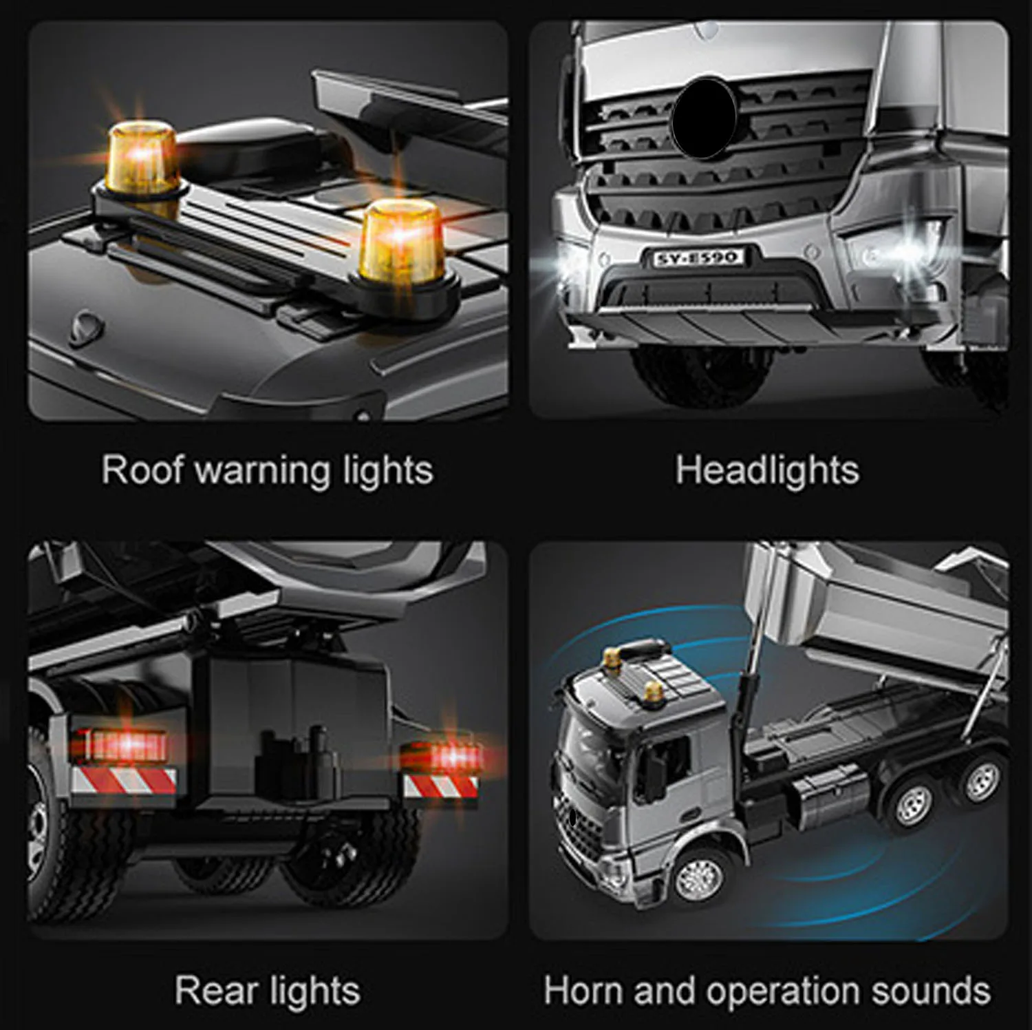 

6X6 DoubleE E590 003 1/20 RC Dump Truck Electric Lifting Remote Control Tipper BZ Metal Gears Sounds Lights Model Vehicle RTR