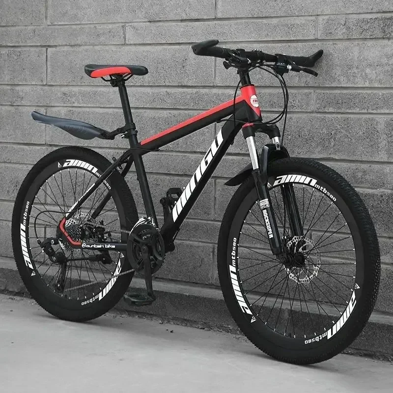 

24/26 Inches Bicycle Mountain Bike 21/24/27 Speed Shock Absorbing Front And Rear Dual Disc Brake High Carbon Steel Frame