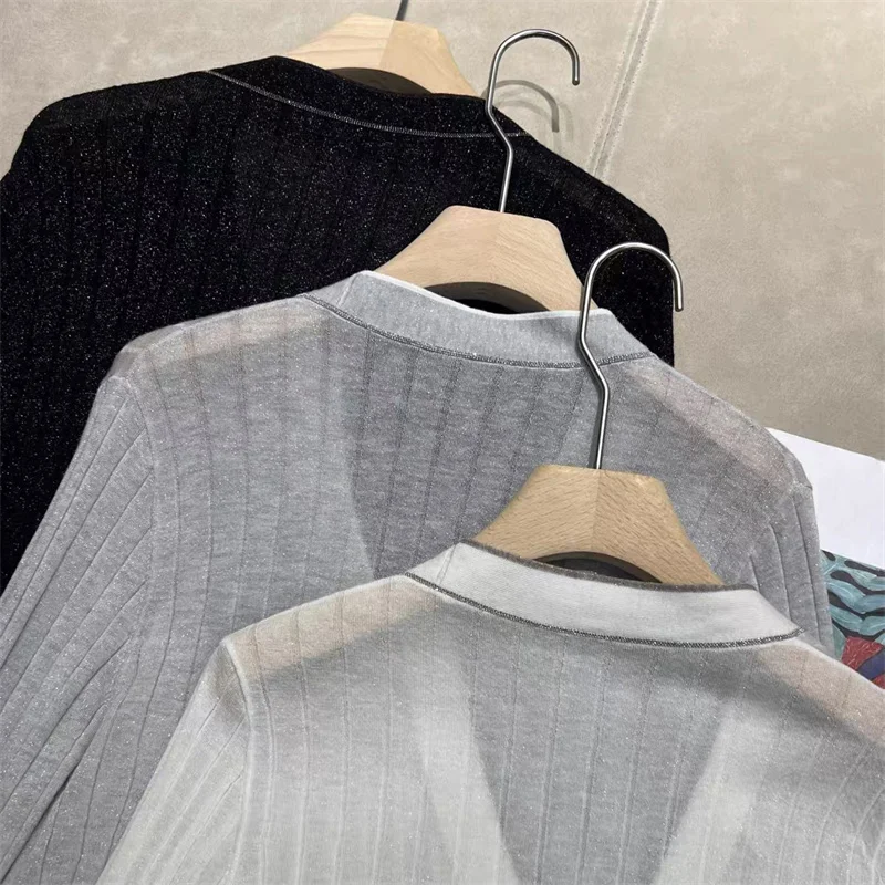 cardigan for women New elastic knitted slim fit women's long sleeved top for autumn 2026 Single breasted V-neck knitwear tops - view 5