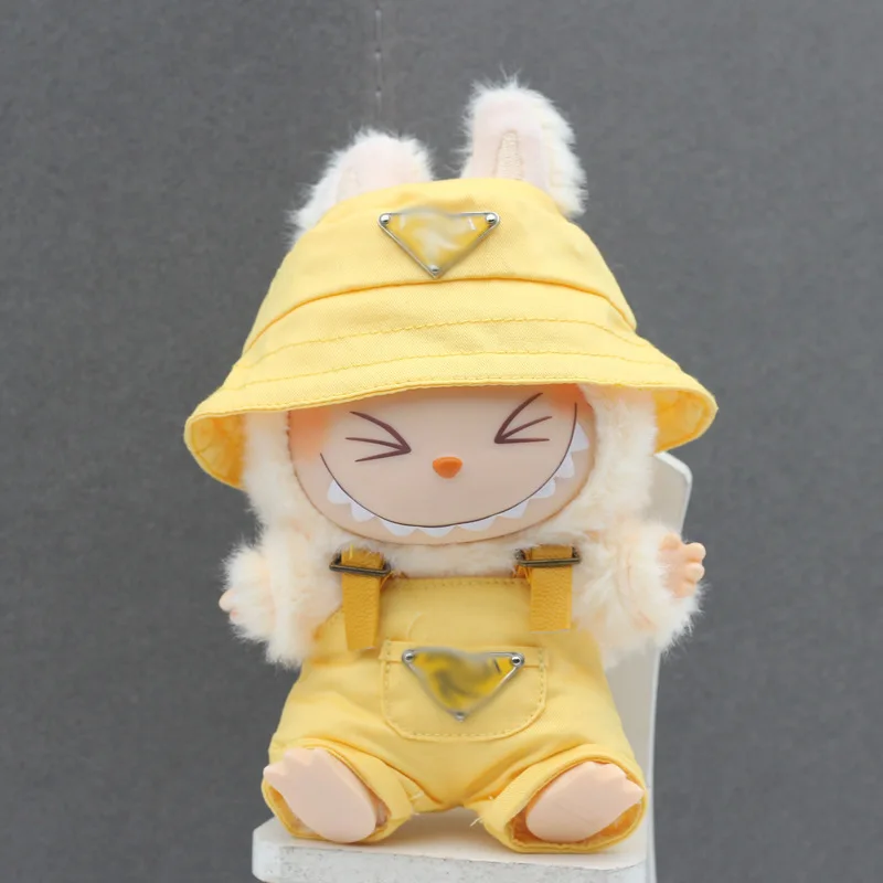 Labubu-17cm doll image, suitable clothes, graffiti hooded sweatshirt, wool sweater, fisherman's hat, vest pants, Christmas gift