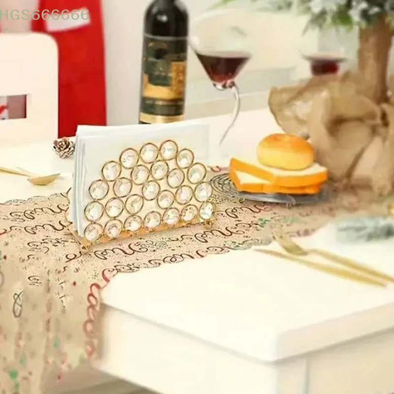 

Metal Tissue Clip Ornament Golden Crystal Oval Standing Tissue Holder Metal Tissue Clip For Restaurants Hotels And Clubs