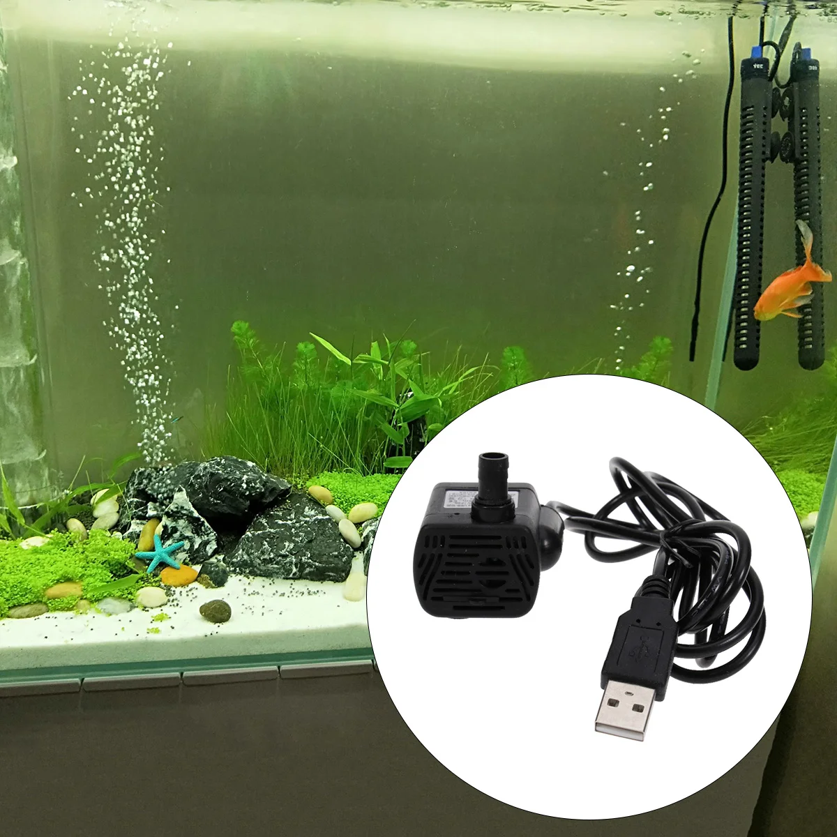 

Mini Submersible Water Pump Usb-1020 3.5V-9V 3W Black 55.5In Cable 8Mm Outlet Aquarium Fish Pond Fountain Pump