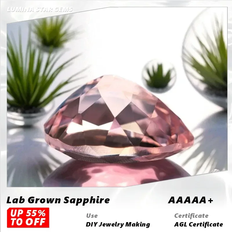 L-Top Lab نمت الياقوت ساكورا الوردي اللون الكمثرى شكل أحجار كريمة مفكوكة DIY بها بنفسك حلقة قلادة أقراط مع شهادة