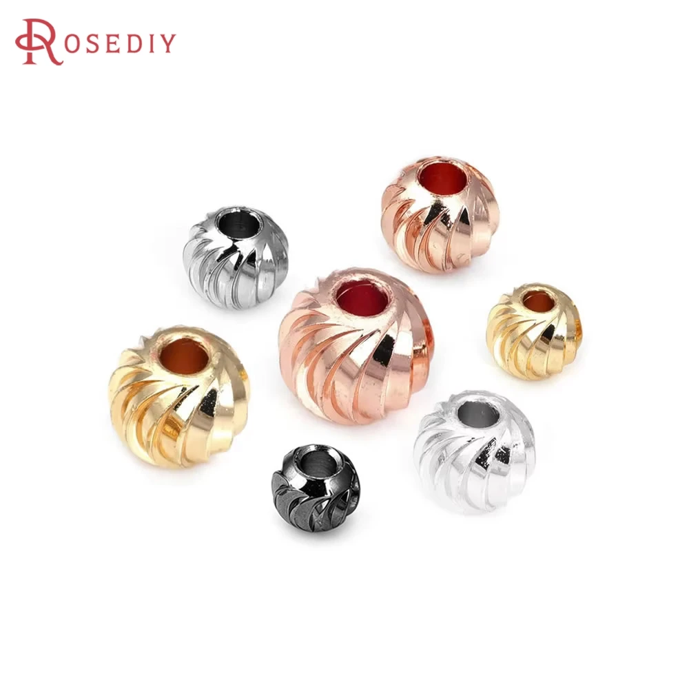 3MM 4MM 5MM 6MM 7MM 8MM 18K Gold Color Round Ball Necklaces Bracelets Spacer Beads Jewelry Making High Quality Diy Findings