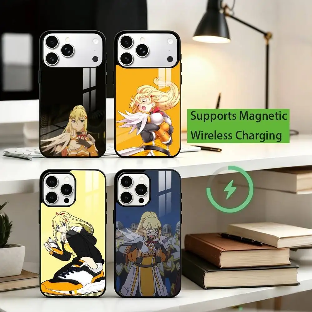

A-Anime KonoSuba Darkness Phone Case For iPhone17,16,15,14,13,12,11 Plus,Pro Supports Magnetic Wireless Charging
