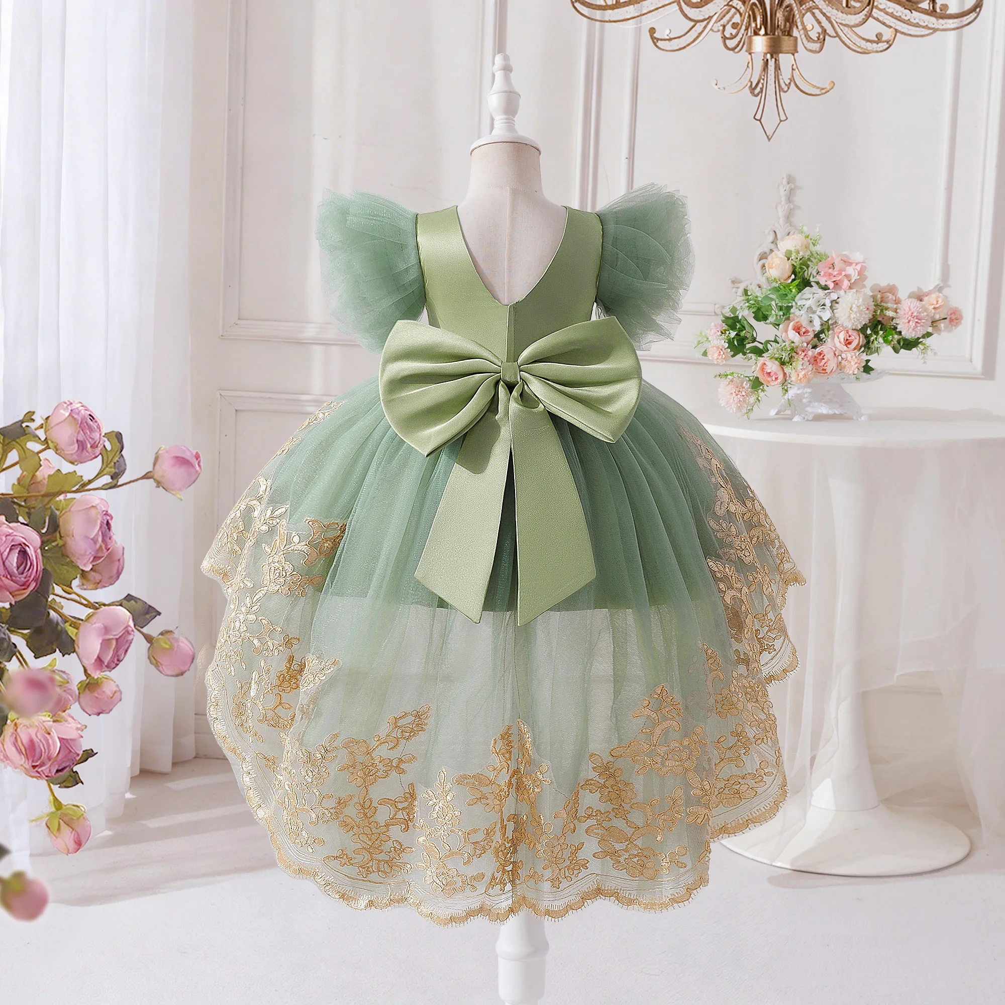 Kleinkind Taufkleid Baby Mädchen Kleid Elegantes Tüll-Kleid für 1. Geburtstag Hochzeit Prinzessin Abendkleider Mädchen Brautjungfern Abschlussball Kostüm – Detail 13