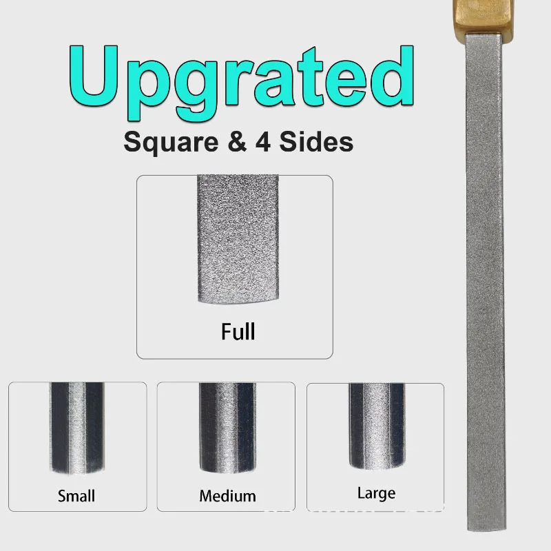 Square Guitar Wire File, Four Sides, Crown Edge Thickness Sanded Wooden Handle 4-in-1 Protective Gasket Tool