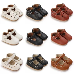 Newborn Baby Shoes Baby  Girls Classic Love Heart Rubber Sole Anti-slip PU Dress Shoes First Walker Toddler Crib Shoes