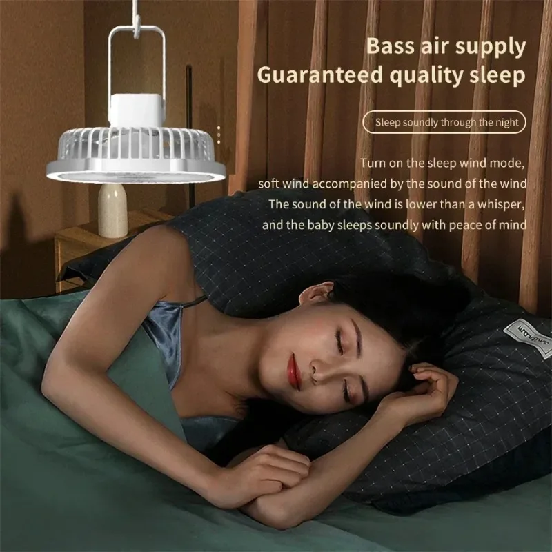 LED Light Fan Strong Wind Desktop USB Rechargeable Wide Angle Bracket  Fan for Office Bedroom Study Camping Tent Indoor Lighting
