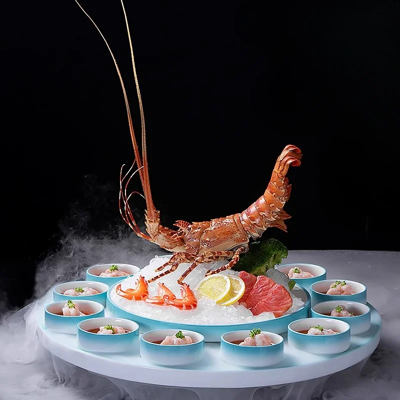 Lobster Dish Circular Ceramic Creative Combination Platter Seafood Dry Ice Sashimi Artistic Conception Tableware