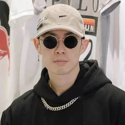 Gafas de sol polarizadas para hombre, estilo Retro Punk, marco redondo pequeño de Metal, bloqueador solar, gafas de sol para conducir deportes al aire libre, gafas de viaje T251