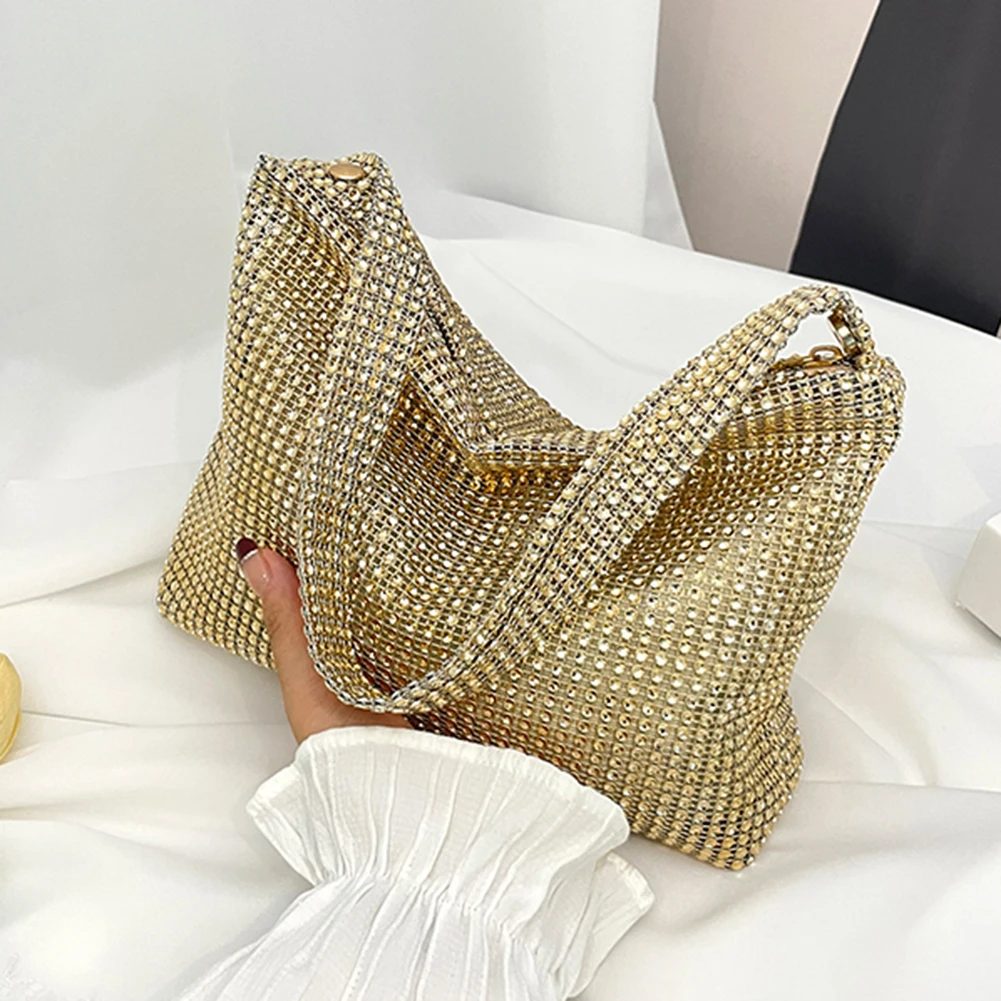 

Glitter Evening Dinner Clutch Bag Women Lady Stylish Evening Bag Rhinestone Large Capacity Underarm Bag Everyday Shoulder Bag
