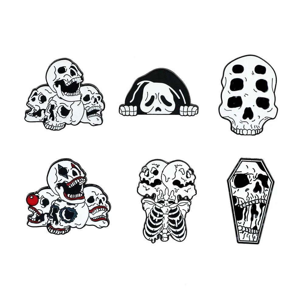 

1 Set Halloween Horror Hollow Skull Mask Funny Creative Bag Clothing Versatile Alloy Drip Oil Badge Personality Y2k Fashion Toys