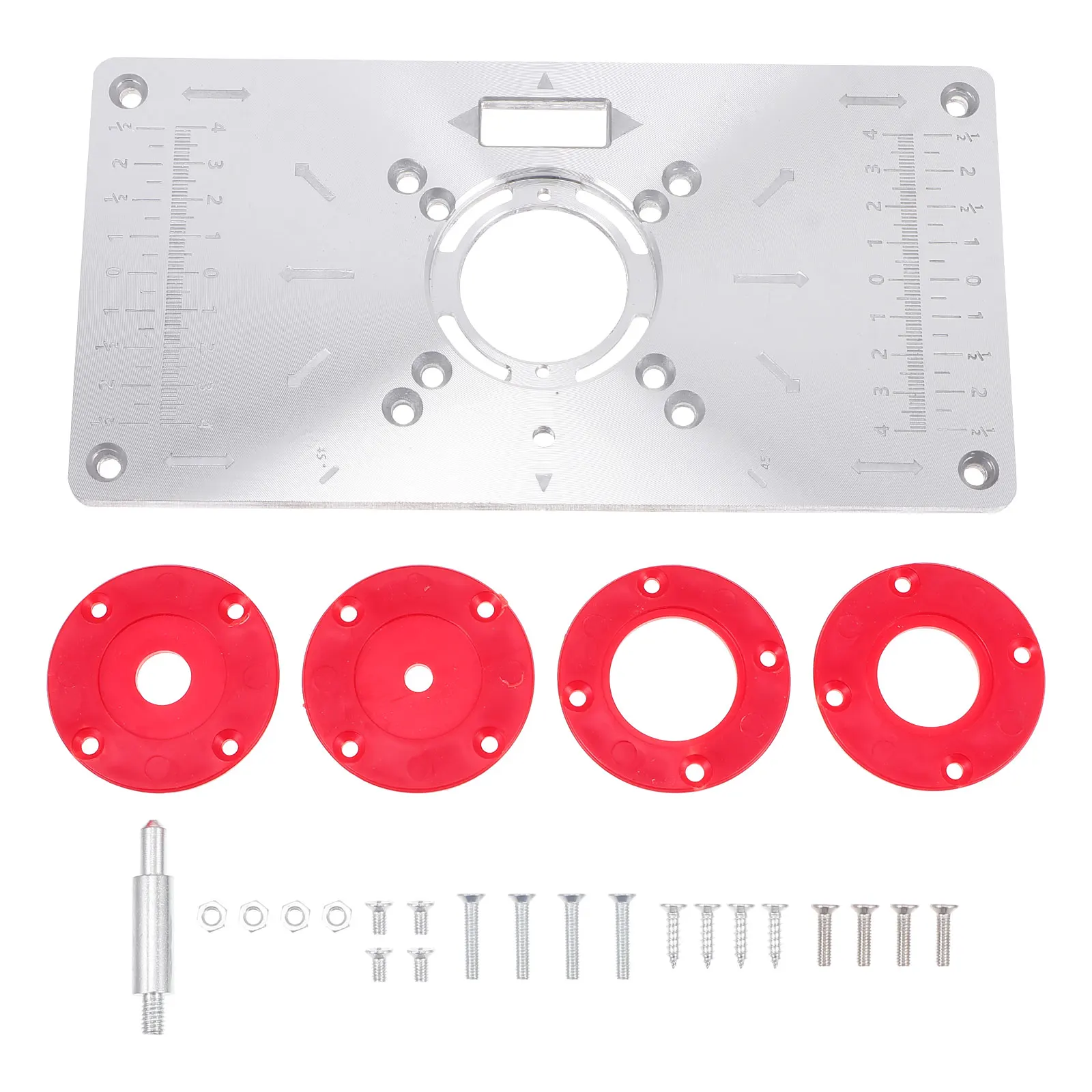 

Aluminum Alloy Router Table Insert Plate Trimmer Flip Board Engraving Machine Red Woodworking Carpentry DIY Milling Slotting