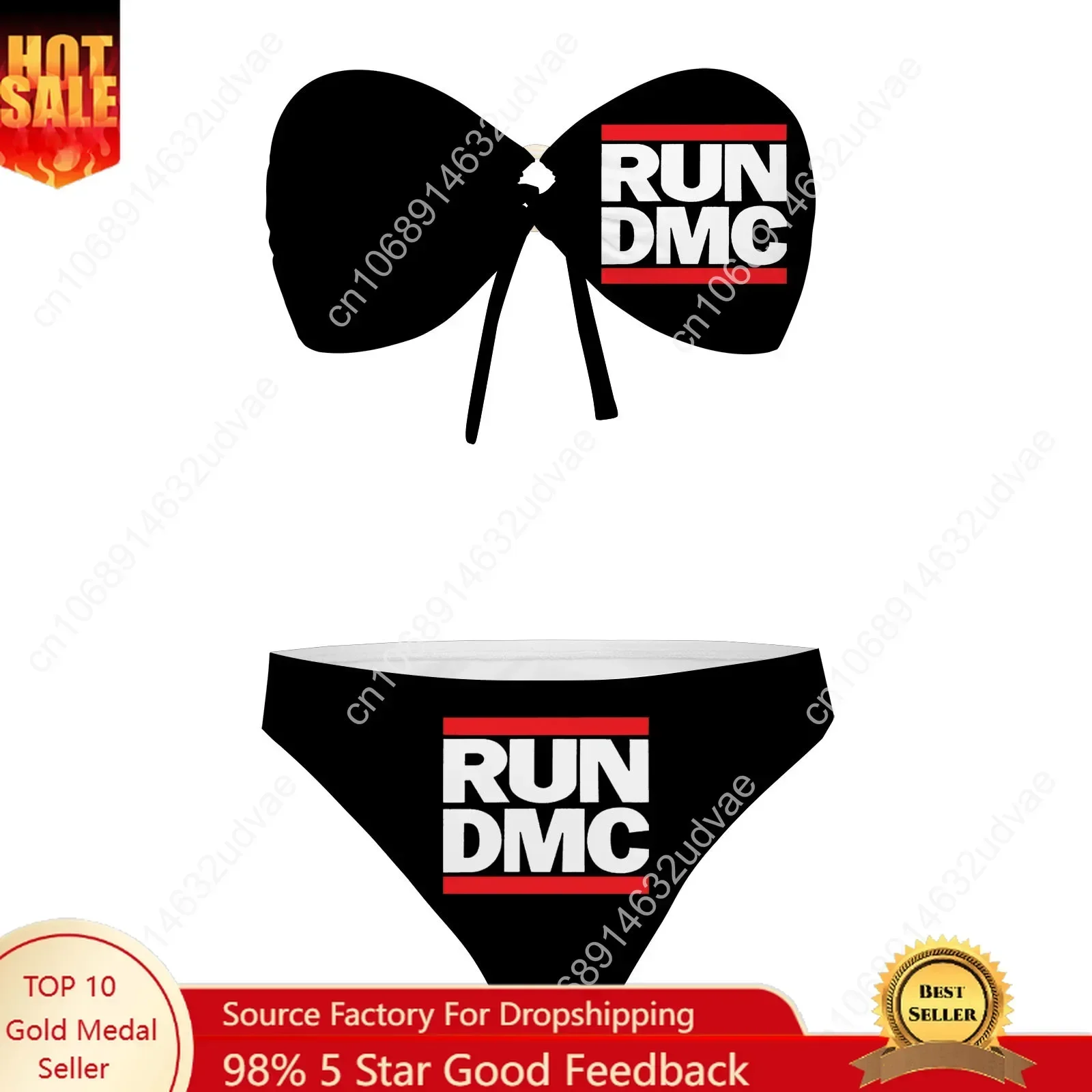 Run DMC Strapless Swimsuit Womens Bathing Suits Personalized Fashion Swimwear Pool Party Sexy Bikini Customize Beachwear