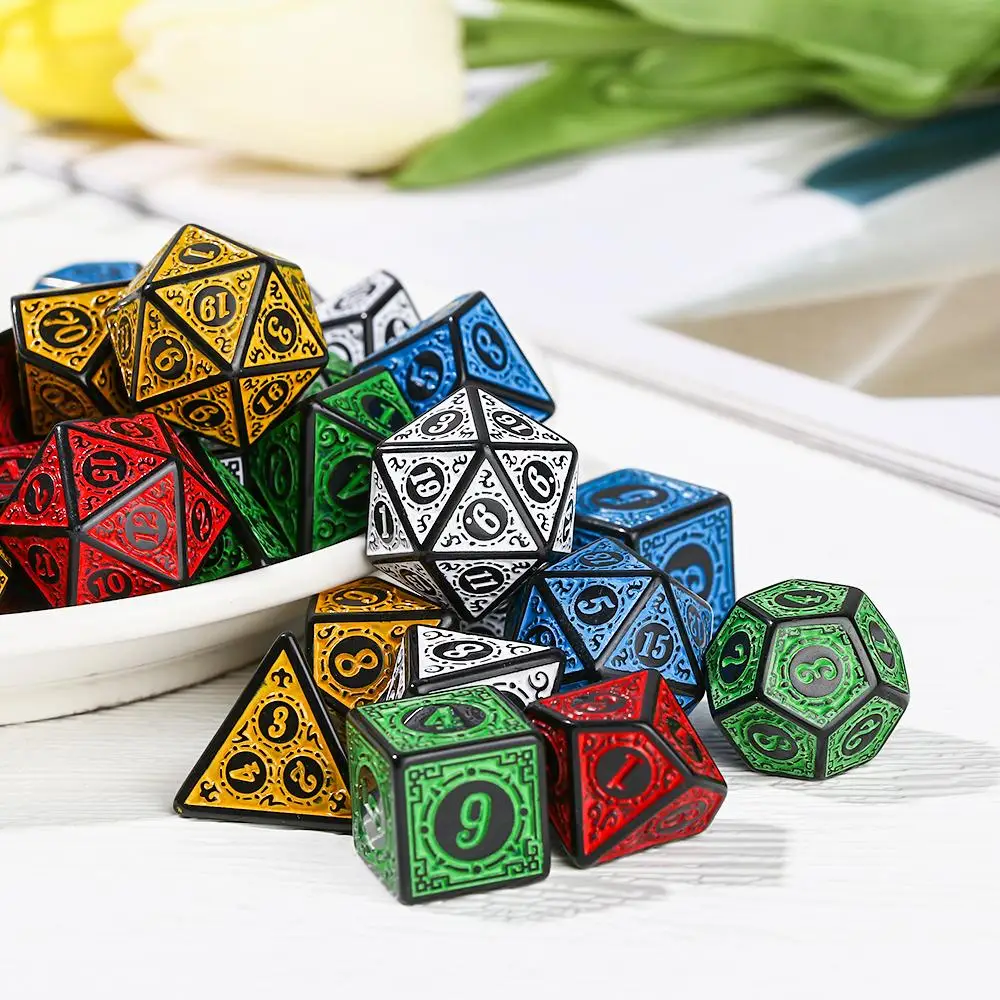 Multi-Sided 7-Die Game Dice Set For TRPG DND Accessories Polyhedral D4 D6 D8 D10 D12 D20 Dice For Board Card Game Math Games