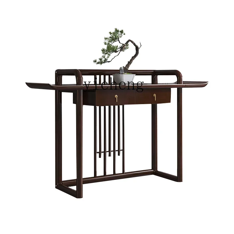 solid wood new Chinese entrance table ultra-narrow light luxury table living room partition zen table