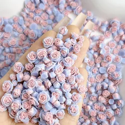 Dreamy Luminous Rose Nail Art Charms Pink Blue Double Colors Resin Flowers Buds Nail Decorations Accessories DIY Manicure Parts