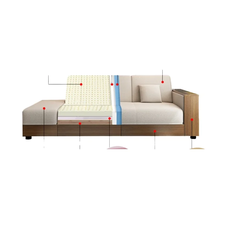 Sofa bed fabric folding disassembly and washing multi-functional storage Japanese-style small apartment living room office sofa