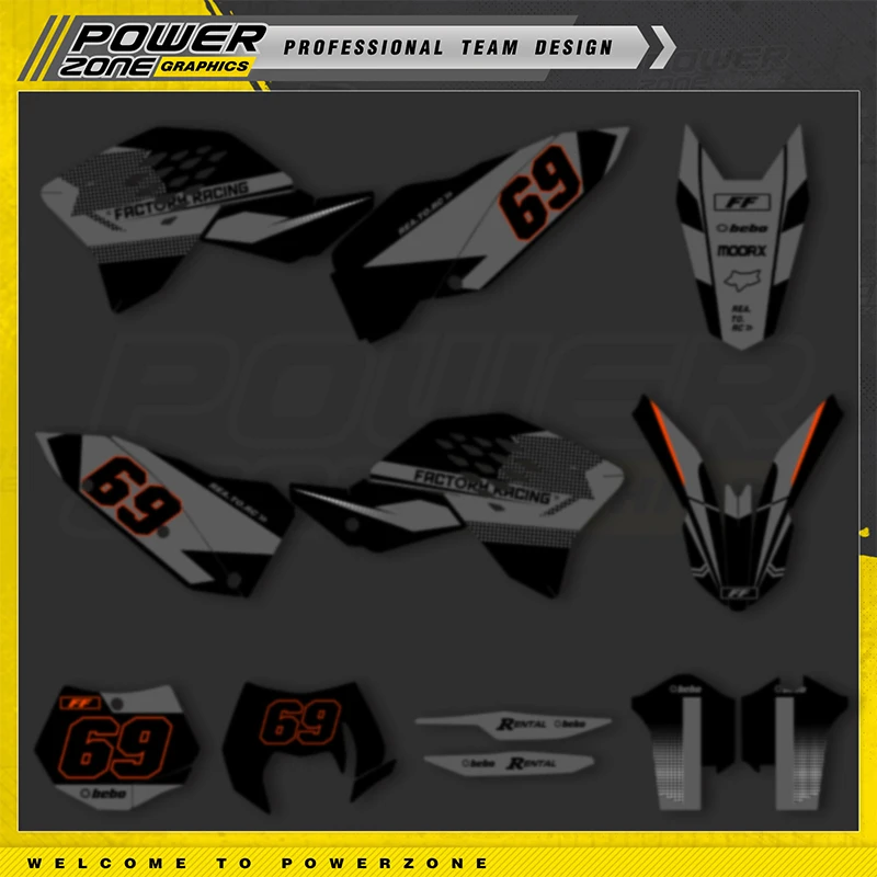 PowerZone Custom Team Graphics Backgrounds Decal Stickers Kit For KTM 2007-2010 SX SXF 2008-2011 EXC EXCF Enduro 125 to 500cc 39