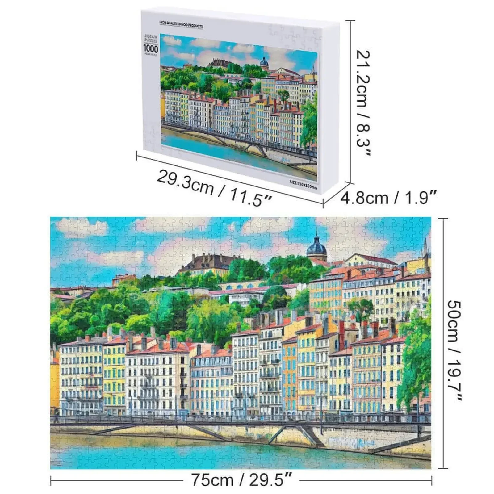 Animal de quebra-cabeça de viagem vintage de Lyon com foto personalizada quebra-cabeça de brinquedo infantil personalizado