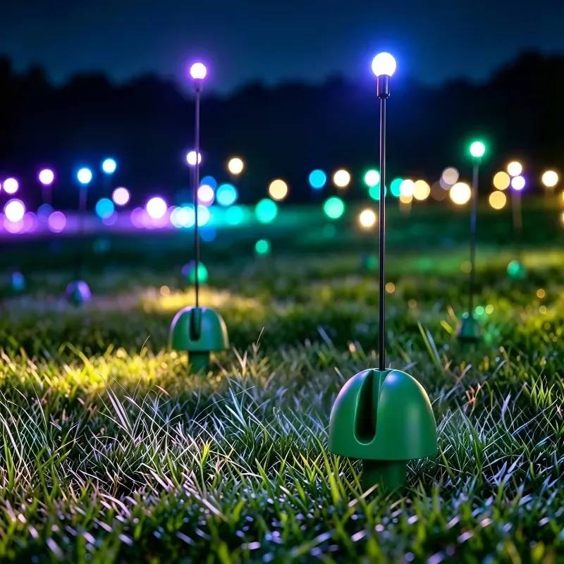 LED Jumping Lawn Light Outdoor Waterproof Color Changing Ground Plug Arch Lamp Garden Yard Party Decor with Power Adapter