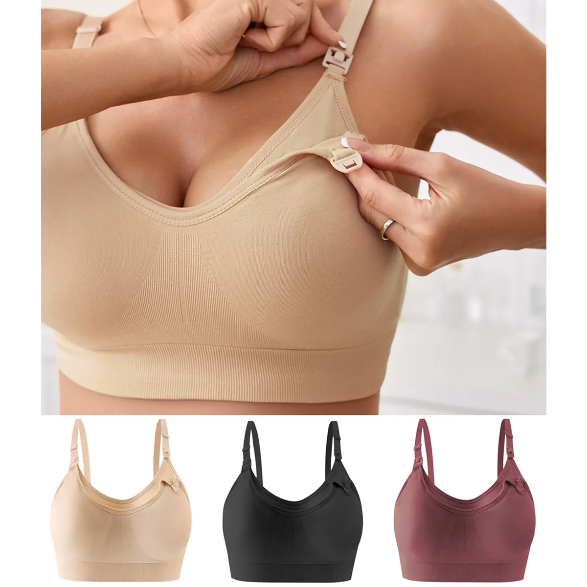 

Wholesale Maternity Bras Comfort Sexy Pregnancy Women Underwear Front Open Lactation Seamless Postpartum Nursing Bra ﻿