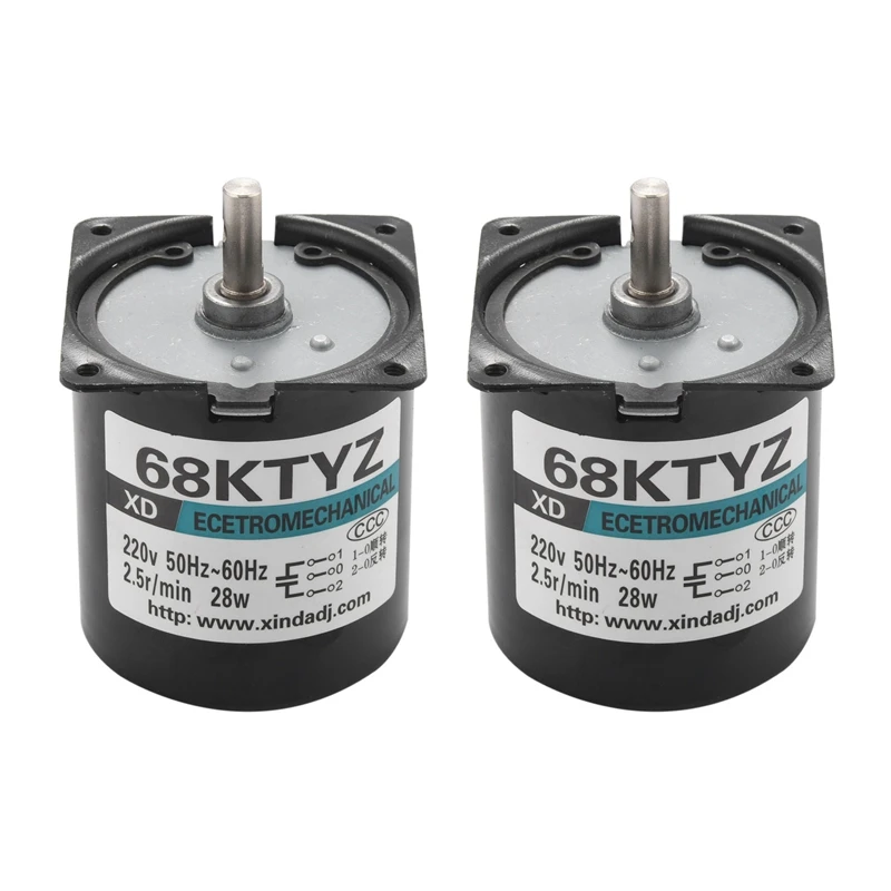 

LUDA 2Pcs 68Ktyz Mini Gear Motor Ac 220V 28W 2.5R/Min Large Torque Permanent Magnet Synchronous Gear Motor