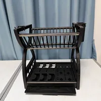Double-layer draining bowl rack for kitchen, household countertop dishware storage rack, multi-functional tableware rack 6