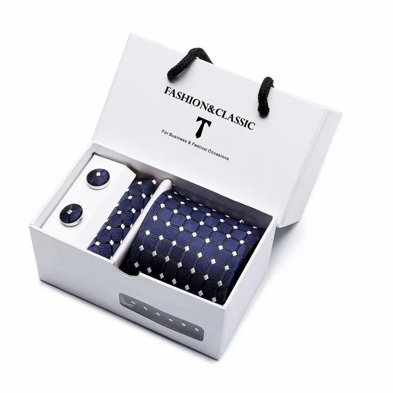 Heißer Verkauf Schwarz Paisley Krawatte Einstecktuch Manschettenknöpfe Set Für Männer Formale Luxus Hochzeit Gravatas In Geschenk Box – Detail 12