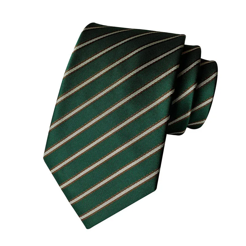 Fashion 8CM Mens Necktie Polka Dot Stripes Paisley Ties For Man Jacquard Woven Ascot Green Color Business Party Accessories