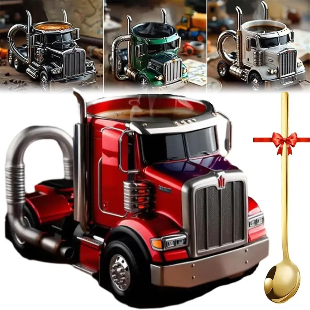 Durable Truck Coffee Mug 11 Ounces Handcrafted Coffee Cup Semi-trailer Shaped Semi Truck Semi-Truck Coffee Mugs For Men