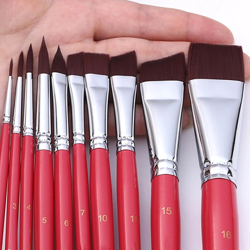 7/10/17 pezzi pennelli set pennelli per acquerello pennelli per pittura multifunzionale in nylon per capelli pennelli per