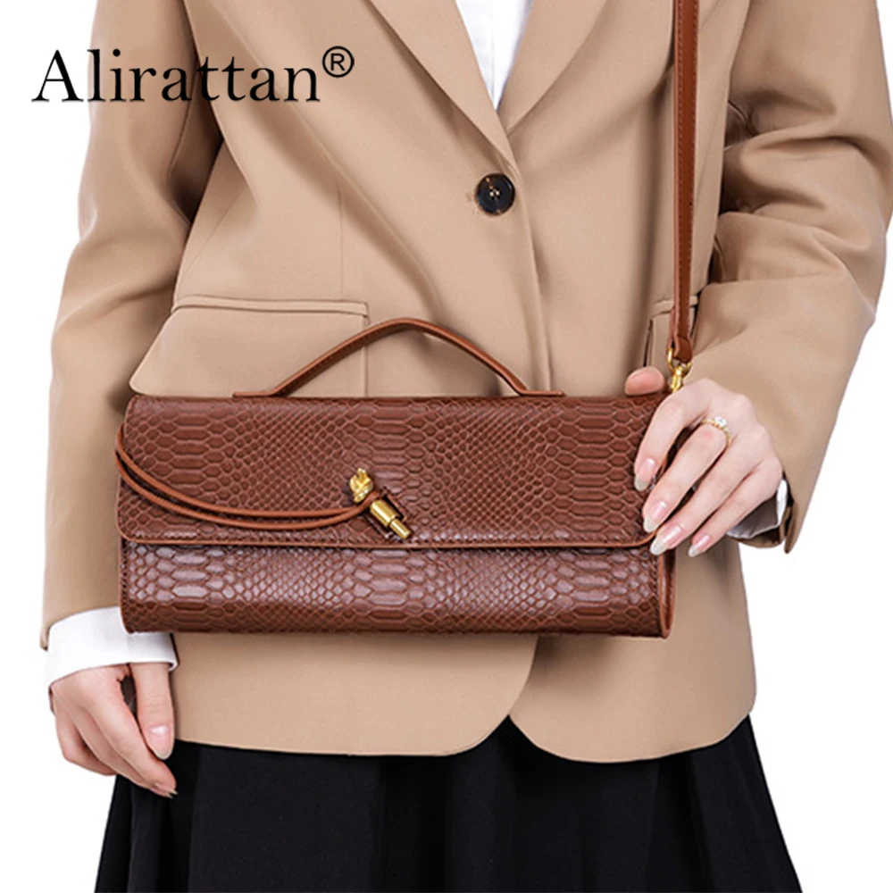 

Alirattan 2026 New Handle Bag For Women Evening Handbag Long Purse Crocodile Pattern Crossbody Should