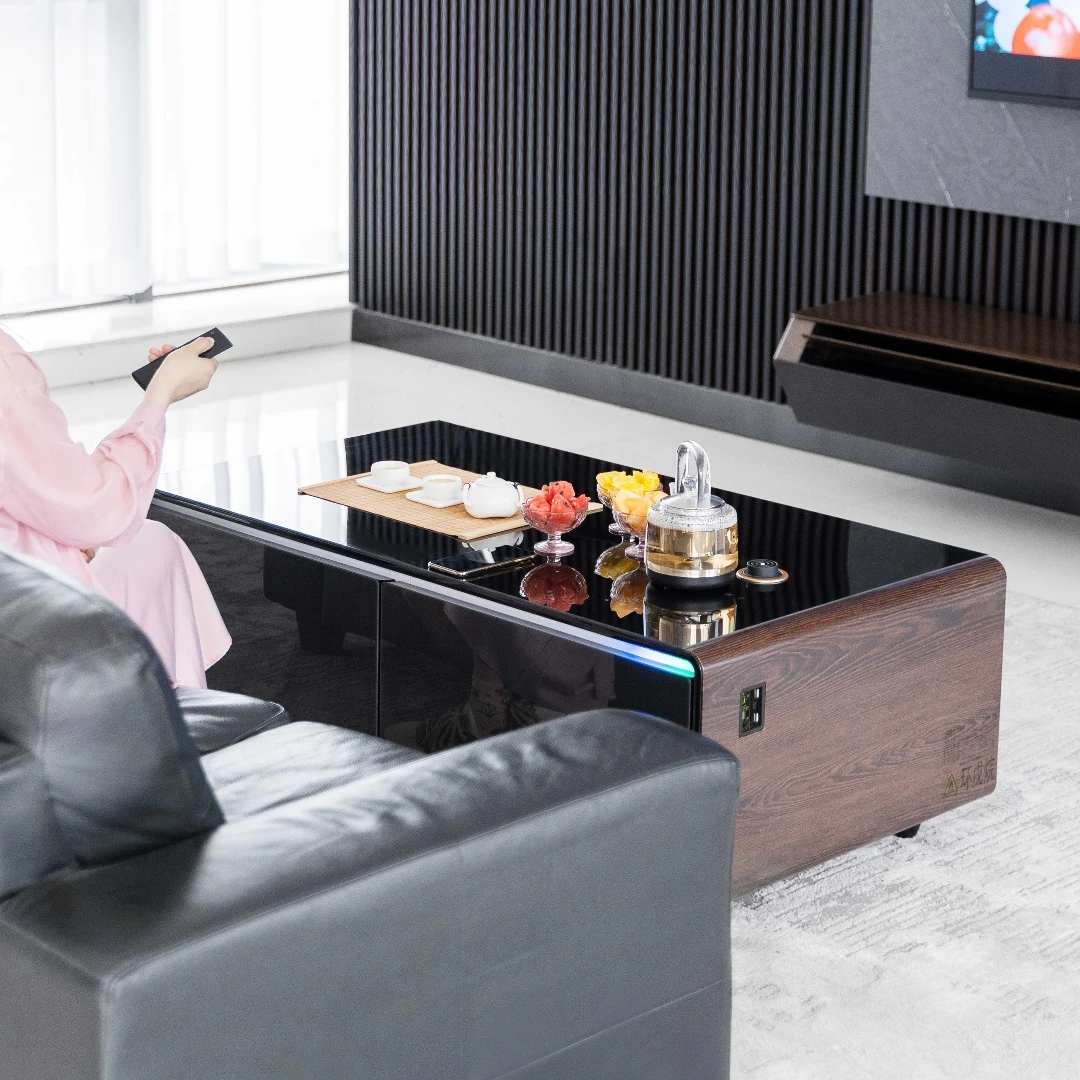 Smart Living Room Sofa Bed Smart Table USB Wireless Charging Tempered Glass Led Light Music Player Coffee Table - view 3